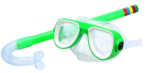 Harilla Set de Snorkel Infantil, Máscara de Snorkel, Gafas de Natación Profesionales, Gafas de Buceo, Máscara de Buceo Y Tubo para Hacer Snorkel, para Niños a, Verde