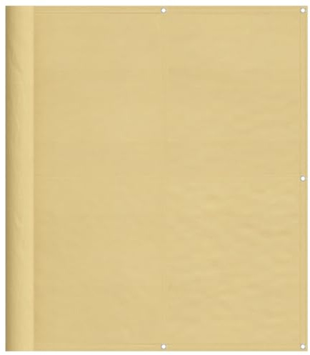 vidaXL Balkon Sichtschutz, Balkonbespannung mit Aluminium-Ösen, Balkonverkleidung Wasserfest, Balkonabdeckung Windschutz, Sandfarben 120x800cm 100% Polyester-Oxford