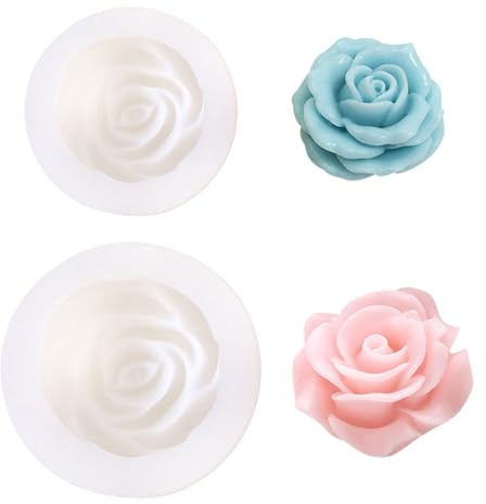 Moldes para Velas 3D de Silicona - 2 PCS Flor Rosa para Hacer Velas Perfumadas y Jabones - Molde de Bricolaje