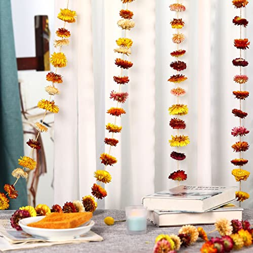 Christmas Decorations, 10ft Dried Flowers Garland Real Daisy Sunflower Garlands Dry Flower Chain with 42 Colorful Flower Heads for Boho Home Wedding Party Wall Hanging Bridal Window Indoor Decor