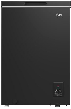 SIA SCF100BLE Freestanding 99L Black Chest Freezer With Wire Basket, 55cm Wide, For Outbuildings, Garages and Sheds, Temperature Control, E Rated, 2 Years Parts And Labour Guarantee