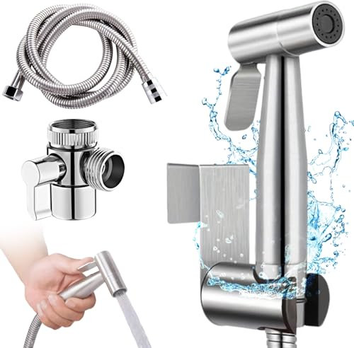 LURNODY Bidet Handbrause für Toilette,Bidet Edelstahl Handbrause Set,Handheld Bidet Sprayer for Toilet,Zum Waschen Von Bad,Küche und Balkon