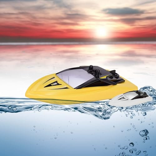 RC ferngesteuertes Speedboot, 2.4GHz Racing Boot mit Elektromotor, 14 km/h schnell, 50m Reichweite, 23cm lang, Wasserdichtes RC Schnellboot für Kinder u. Erwachsene, Inkl. Akku und USB-Ladekabel, RTD