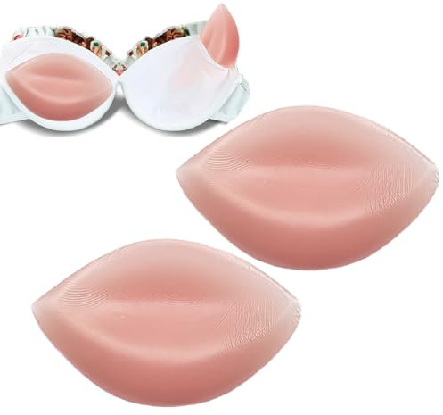 Wieysdoo Silikon-BH-Einlagen, BH Push Up Einlagen,BH Polster Einlagen,Push-Up-Booster-Pads, Silikon Enhancer Pads Push Up Einlagen FüR Bikini, Beige, 1 Paar, 5.51 X 3.54 X 0.98 Inches