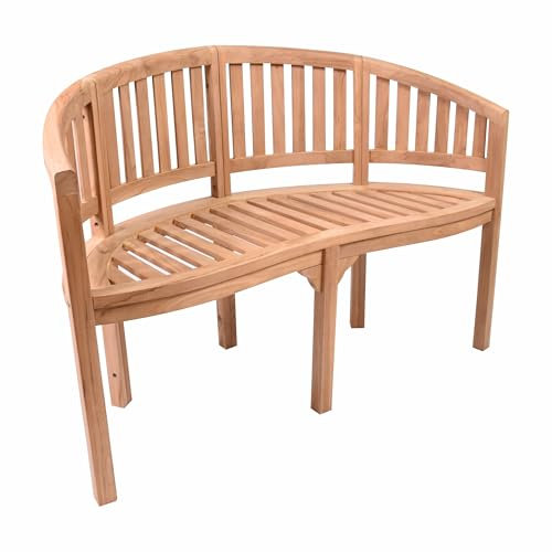 Divero Bananenbank Varadero geschwungen aus Teakholz, behandelt – Farbe: Braun