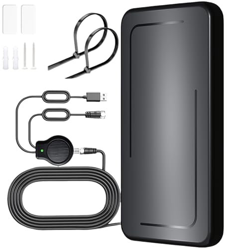 Wave Tune Antenne TV DVB-T2 intérieure DVB-T & DVB-T2 avec amplificateur, antenne d'intérieur pour téléviseur, convient pour radio 1080p 4K & VHF/UHF/DAB