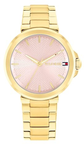 Tommy Hilfiger Uhr mit DREI-Zeiger-Quarzwerkfür Damen mit Goldfarben Edelstahlarmband - 1782779