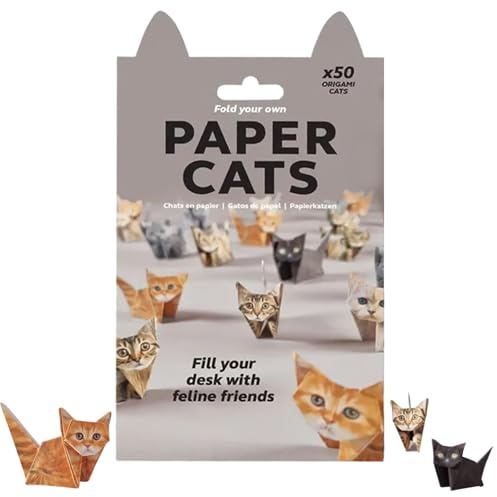 DIY Paper Cats - 50 Sheets DIY Origami Paper to Cute Fold Cat Figures, 3D Origami Animal Craft kit, Fun Craft Activity, Cute Printing, Gift for Pets Lovers & Desk Decoration