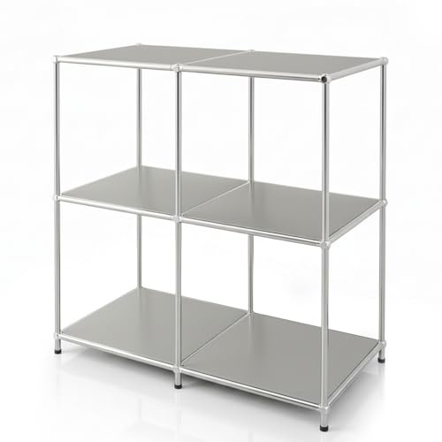 KARAT Étagère métallique Concept Epuré MK-027 - Buffet et étagère de Rangement Ouverte à 3 Niveaux, pour Salon sdb et Chambre L78 × P40 × H81.5 cm (Gris)