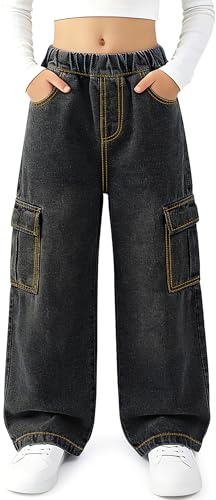 Keyck Vaqueros Cargo Niña Baggy Denim Jeans Pantalones 7-8 Años Azul Oscuro