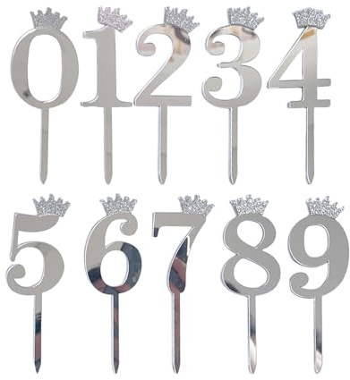 Birthday Cake Ornament, Personalized Number Topper, Party Decoration for Cakes, Clear Acrylic with Stable Base, Event Accessory for Graduations Family Gatherings, Men Women Children Celebrations