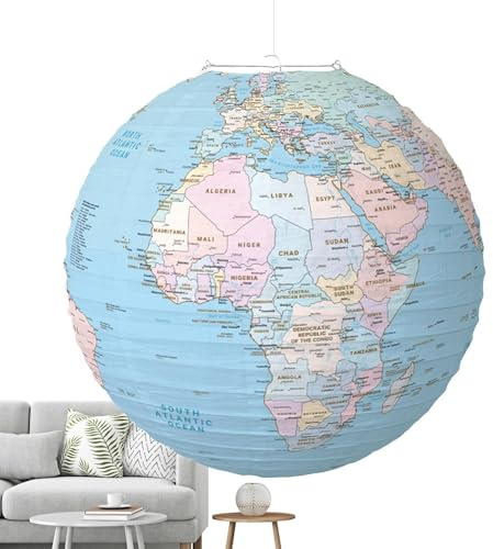 Världskarta lykta - Earth Day-dekorationer för hemmet | Resetema festdekoration, bärbart globpapper, papper geografisk globlykta, dekoration