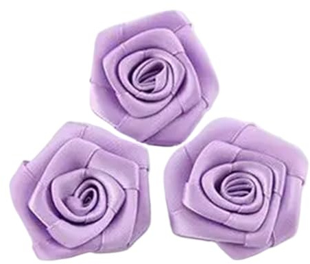 LOVSSU tygblommor 10 delar/sats 3 cm 3 cm (1,8 tum) 12 färger nyfödda handgjorda vackra mini satinband rullade tyg konstgjorda blommor för bröllopsdekoration (lavender)