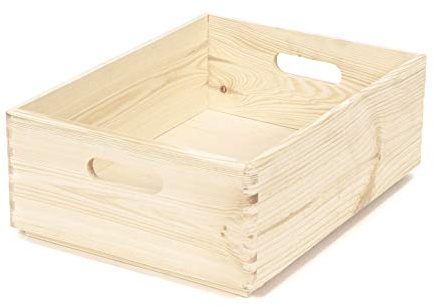 Compactor SKYR - Caja de Cartón Colección NATURE, Tamaño L, 40x30x14 cm, Madera de Pino Natural