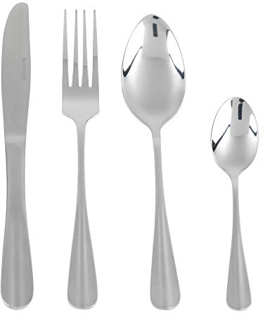 Salter BW031424EU7 Newbury Cutlery Set – 24 Piece, 18/0 Stainless Steel, 15-Year Guarantee, 6 Place Settings, Includes Forks, Knives, Dessert Spoons & Teaspoons, Mirror Polish, Dishwasher Safe