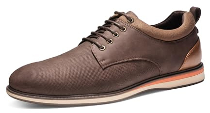 Bruno Marc Men's Casual Dress Shoes, Comfortable Sponge Lining, Removable Insole, Non-Slip TPR Outsole, Adjustable Lace-Up, Versatile for Office, Wedding, Everyday, Size 12,Brown,LG19011M