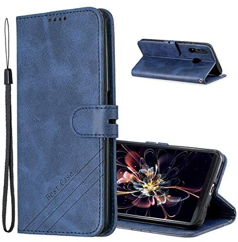 MRSTER Coque Huawei P Smart Z Étui Portefeuille en Cuir PU Flip Coque, Premium PU-Cuir Coque Compatible avec Huawei P Smart Z. HX Retro Blue