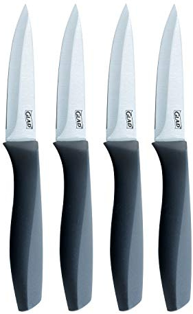 Glad Paring Knife Set, Pack of 4 | Sharp Stainless Steel Blades with Non-Slip Handles | 3.5-Inch Kitchen Knives for Cutting Vegetables and Peeling Fruit,Gray