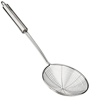 Acan Tradineur - Espumadera colador de araña, cucharón de Malla con Mango, coladora de Alambre con manija, diámetro 13 cm, 40 x 13 x 3 cm