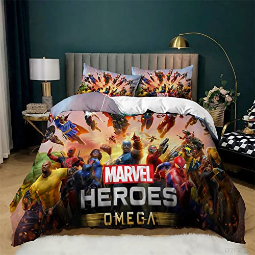 Superhero, Iron Man Premium Duvet Cover Sigle Double Size, 100% Breathable Comfortable Cotton with Zipper (war,King(220x230cm))