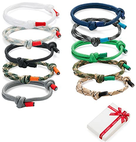 10 stycken coola flätat armband set för man färgglada marina rep nautiskt surf armband, 10 piece, Nylon