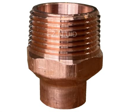 EZ-FLUID Plumbing (2-Pcs) 3/4 Solder x 1 MIP LF Copper Male Adapter,C x MIP Sweat To Male Threaded Male Adapter Reducing Sweat Solder Copper Pipe Fittings