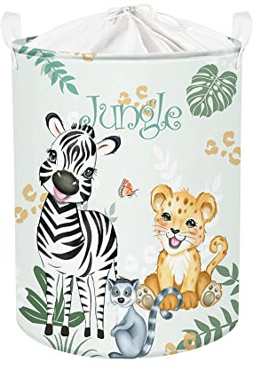 Clastyle Waldtier Aufbewahrungskorb Blatt Kleidung Wäschekorb Bad Aufbewahrungsbox für Eltern Organize Spielzeug Buch, Zebra Leopard, 36x45 cm