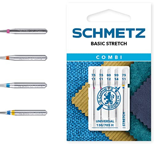 SCHMETZ | 5 Sewing Machine Needles | Combi-Box Basic Stretch | 130/705 H V5S | Assorted | Universal/Stretch