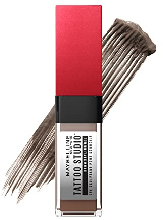 Maybelline Tattoo Studio Brow Styling Gel, Waterproof Eyebrow Make Up, Brow Tint for Up to 36HR Wear, Soft Brown, 1 Count