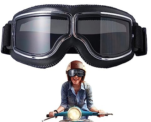Deno Vintage-Motorradbrille, Motorrad-Bikerbrille Für Männer Und Frauen, Steampunk-Motorrad-Sonnenbrille, Verstellbare Motocross-Racer-Sporthelm-Sonnenbrille