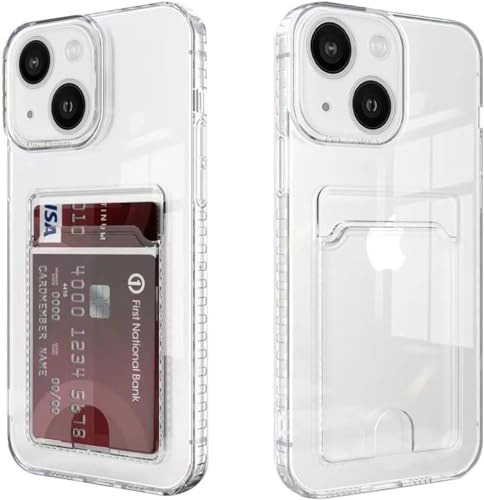 Xerial för iPhone 13 Mini fodral med kortfack, transparent silikon TPU mobilskal, ultratunt, mjukt, stötsäkert skyddande fodral, stötdämpande skydd