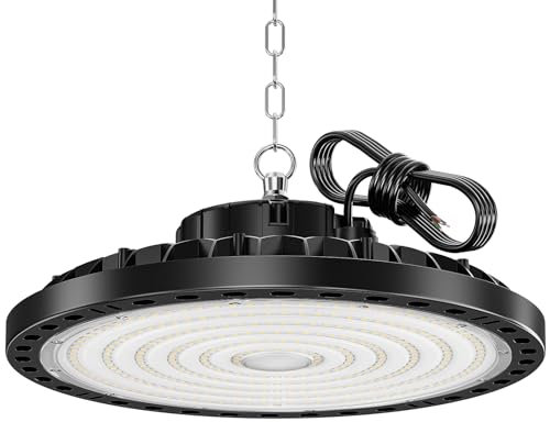 HAPYLUMI 200W UFO Lámpara de Alta Bahía, 20000LM Focos Led Interior Lampara para Naves Industriales 6500K Campana LED, IP65 Impermeable Iluminación de Almacén, Para Patio,Garaje,Fábrica,Taller