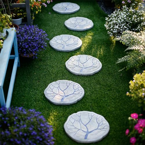 Innovz Trittsteine für Garten Hochleistungsdekor-Trittstein, 34 X 31 cm Große Runde Trittsteine für Gehwege Auf Der Gartenveranda, Steine für Die Rasengestaltung Im Freien (Color : 6-Pack)
