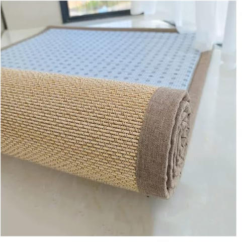 Jute-Teppich, 50 x 150 cm, Baumwoll-Bordüre, Fischgrätenmuster, natürliches Flachgewebe, Läufer für Wohnzimmer, Küche, Flur, Sisal-Teppich