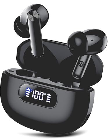 Bluetooth Kopfhörer, In Ear Kopfhörer Kabellos Bluetooth 5.3 mit 4 ENC Noise Cancelling Mic, 2024 Neue Kopfhörer Kabellos LED Anzeige, 48Std Earbuds, HiFi Stereo IP7 Wasserdicht Ohrhörer für Arbeit