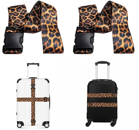 2 st leopard resväskremmar justerbara bagageband, med spänne, resväskremmar för bagage, väskor