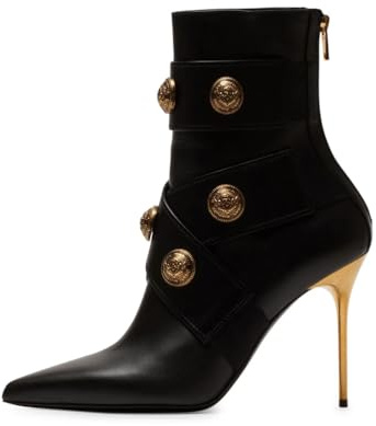 Stivali alla Caviglia con Tacco Vintage per Donne, Misura 5, Stivaletti a Stiletto per la Moda Autunnale e Invernale, Ideali per Matrimoni e Ufficio.,Nero,43 EU