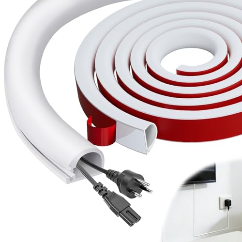 ddckj Mini Blanc Goulotte Passe Cable Adhésif 3.5m Flexible Goulotte Electrique Cache Cable Mural Demi Rond Goulotte Fibre Optique pour Les Fils sur Le Sol Mural
