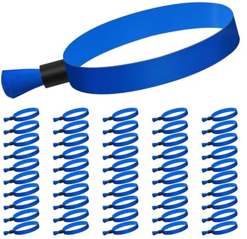 MSLSOZ 50 piezas de pulseras de tela para eventos, pulseras desechables para eventos, pulseras de identificación de entrada, adecuadas para conciertos, eventos, fiestas, competiciones. (Azul oscuro)