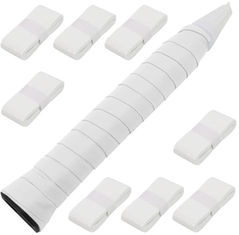 FENGCHUANG 8 stycken greppband tennisracket 110 cm × 2,5 cm mjuk och naturlig konsistens halkfritt självhäftande handlim lämpligt för tennis badminton (vit)