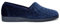 Sleepers Womens Wide Fit Fan Stitched Slippers with Rubber Sole Navy Blue 7 UK