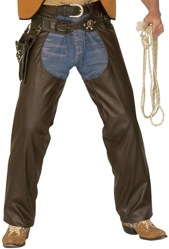 Cowboy Chaps Brown Leatherlook Accessory for Wild West Dessert Fancy Dress