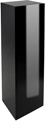 VIVANNO Podestat Colonne Déco Stèle Présentoir à Fleurs Fibre de Verre Noir Brillant 30x30x100