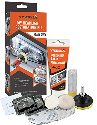 Visbella HG0086AC1B Kit de restauration de phares DIY avec agent de protection Fix Enlever les tampons et polir l'éclairage nuageux, feux arrière, feux antibrouillard, feux directeurs transparents