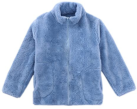 ANIMQUE Bambini Giacca in Pile Corallo Colletto in piedi Cappotto con Cerniera Genitore-Bambino Autunno Inverno Transizioni Stagioni Capispalla Caldo e Morbido con Tasche