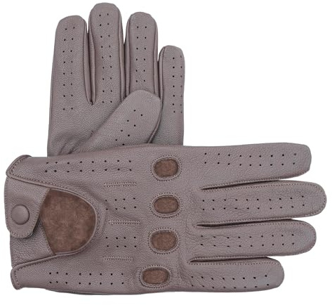 Leatherick Driving Gloves Men - Guantes de conducción suaves y perforados con orificios para respirar en los nudillos, ideales para el aire libre y los viajes