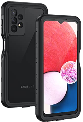 Lanhiem für Samsung Galaxy A13 4G Hülle, IP68 Wasserdicht Handyhülle Samsung A13 360 Grad Schutzhülle Stoßfest Staubdicht Panzerhülle mit Eingebautem Displayschutz, Schwarz