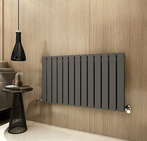 Radiator Horizontal Vertical Designer Flat Panel Central Heating Radiator 600mm Height (600x884mm Single, Anthracite)