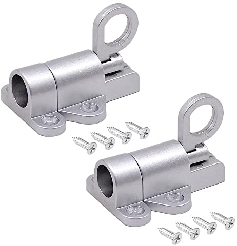 2 st fjäderspärrbult, automatiskt spärrlås, fjäderspärr, automatisk fjäderspärr, dragringsdörrbult, med skruvar, lämplig för fönster, trädörrar, innergårddörrar, skåpdörrar (silver)