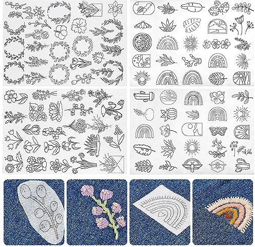 Bogoro 100 Stück Wasserlöslicher Stabilisator, Stickvorlagen, Stickvlies Selbstklebend, Stickvlies Wasserlöslich Selbstklebend, Stabilisatoren zum Handnähen, für Anfänger Stickereien Handnähen